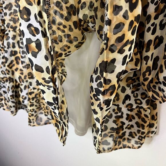 NWT Altar'd State Leopard Print Long Sleeve Flowy Tiered Mini Dress Size S - Picture 11 of 13